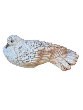 Cement Dove Sculpture Bird Shabby White 11 Inch Vintage Statue Cottagecore